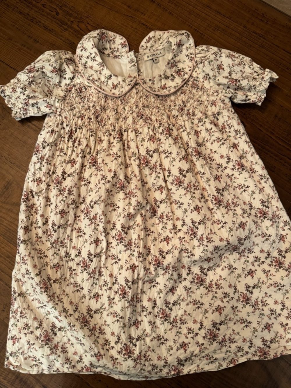 Cream Floral Girls' Short-Sleeve dress